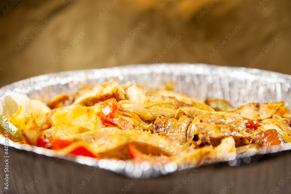 Shredded Chicken, Bell Peppers, and Grilled Onion Shredded Chicken, Bell Peppers, and Grilled Onion