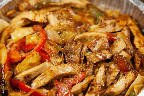 Shredded Chicken, Bell Peppers, and Grilled Onion