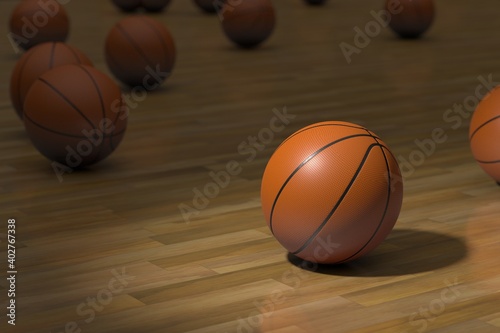 スポットライトで照らされたバスケットボール © stockfoto