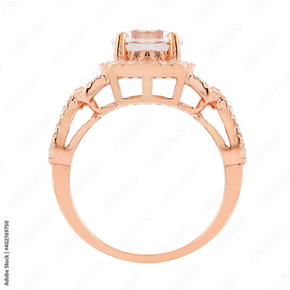 Rose Gold Round center and cushion Halo Diamond Engagement Ring Rose Gold Round center and cushion Halo Diamond Engagement Ring