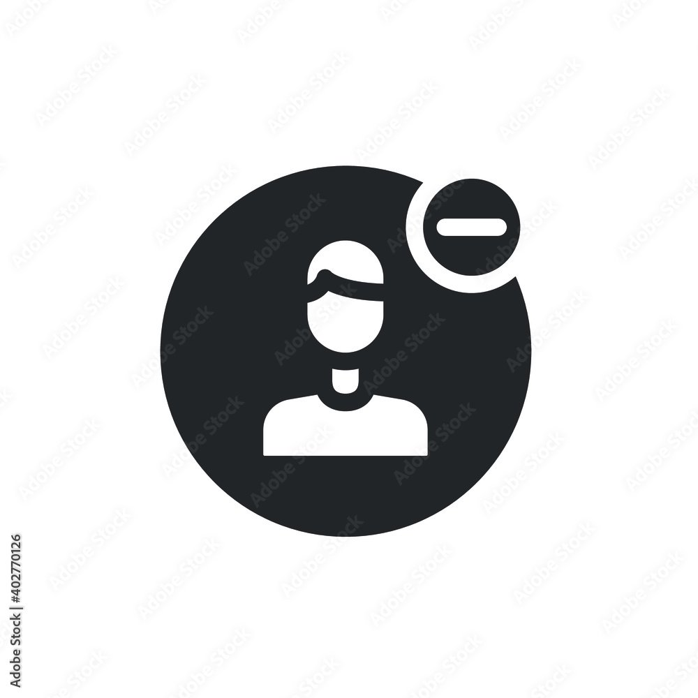Remove user glyph icon for web template and app. Vector illustration. design on white background. EPS 10