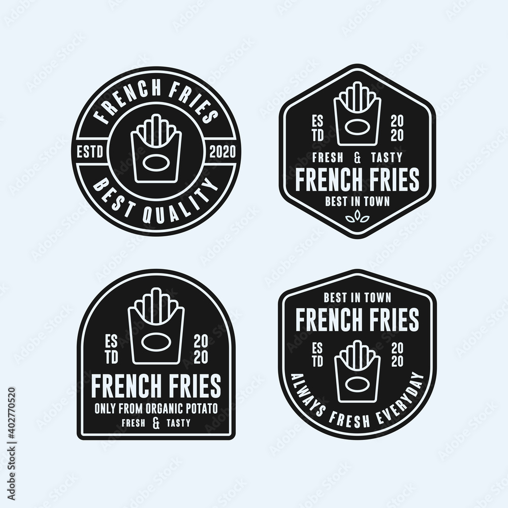 French fries  vector logo design collection