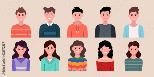 set of male and female flat style icon design.