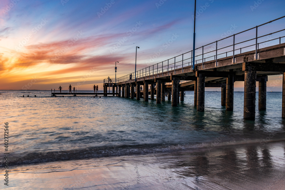 Beautiful view of Pier at Sunset, at Coogee Beach, Perth 