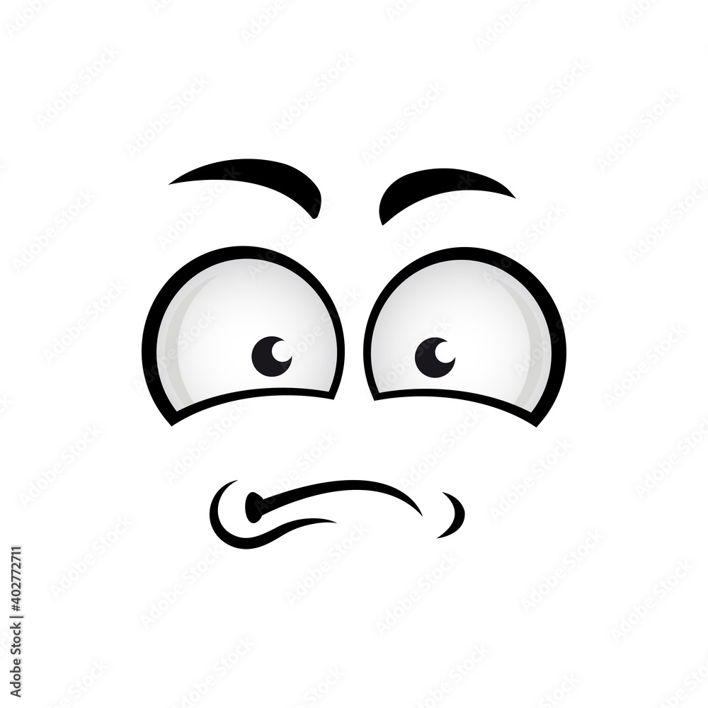 Dissatisfied emoji symbol isolated unhappy face. Vector disgruntled emoticon emotion, displeased man Dissatisfied emoji symbol isolated unhappy face. Vector disgruntled emoticon emotion, displeased man