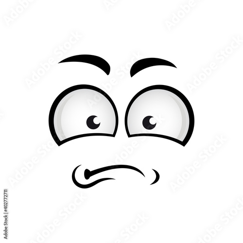 Dissatisfied emoji symbol isolated unhappy face. Vector disgruntled emoticon emotion, displeased man