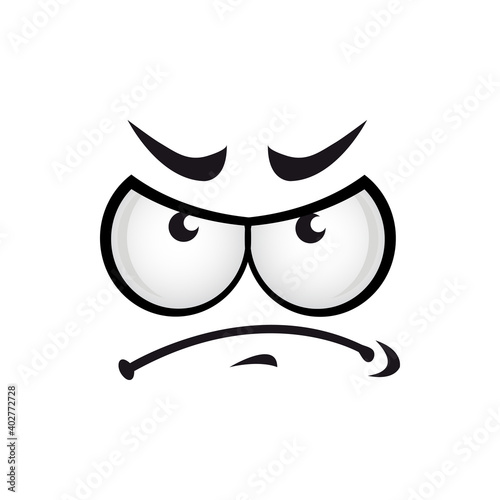 Upset smiley isolated annoyed expression. Vector irritated emoji, angry impatient character