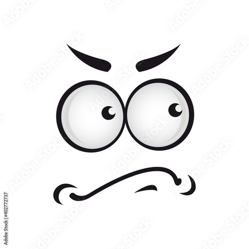 Distrustful emoji symbol isolated suspicious face. Vector rummy emoticon emotion, displeased man