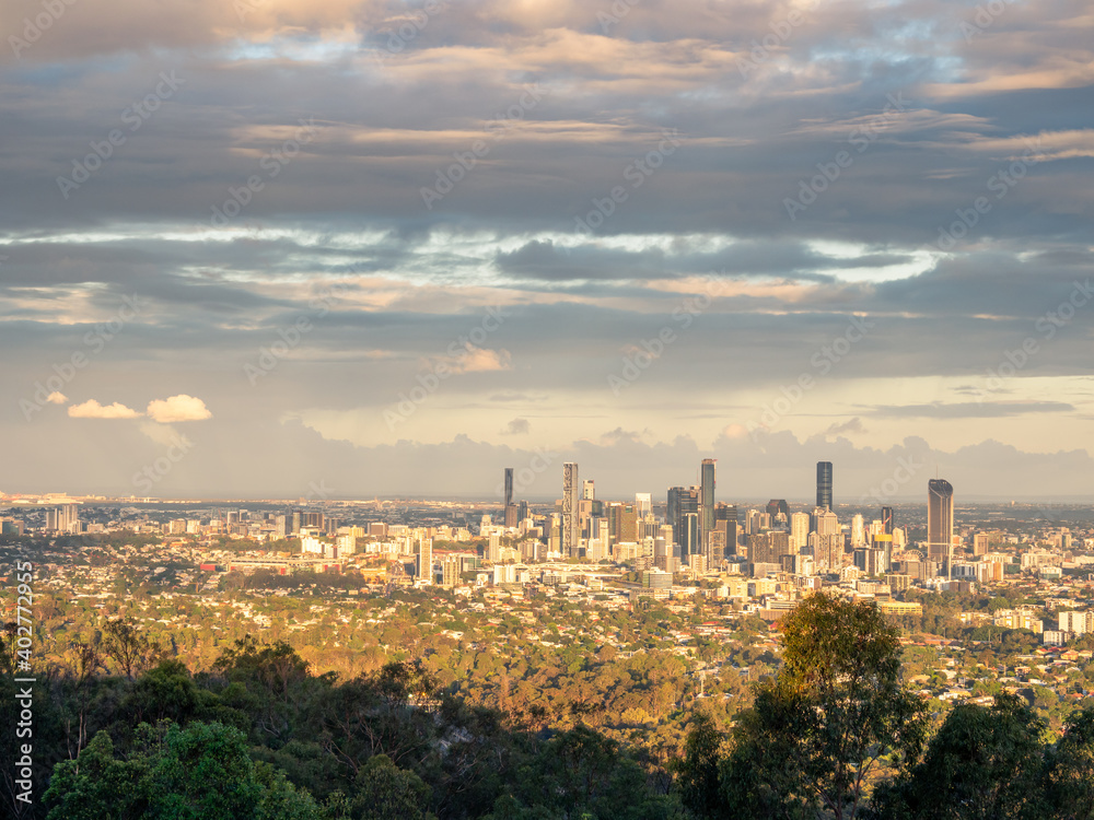 Brisbane City View in Golden Afternoon Light