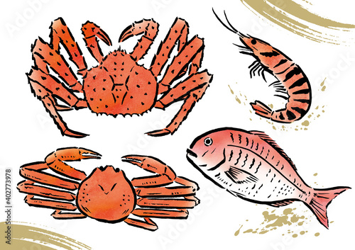 鮮魚蟹と海老と鯛
