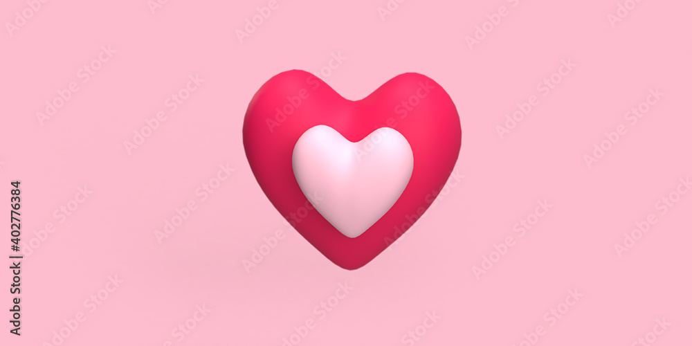 heart 3d symbol of love for romantic or wedding concept background