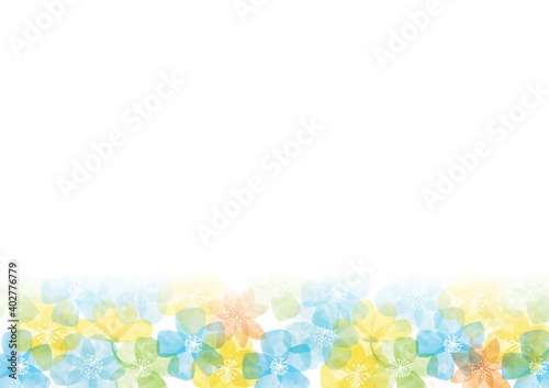 花フレーム_水色と黄色_水彩01