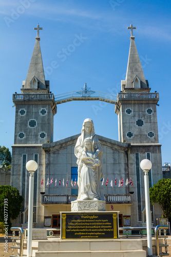 Saint Anna statue front Catholic Church at Nakorn Pranom Thailand