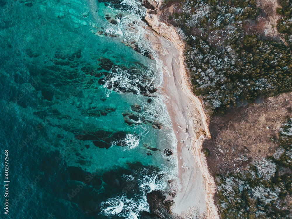 Abstract aerial of the rocky atlantic coast of newfoundland