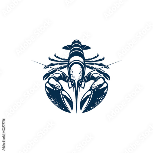 Clawed lobster isolated reef lobster marine animal. Vector underwater Homarus gammarus, seafood