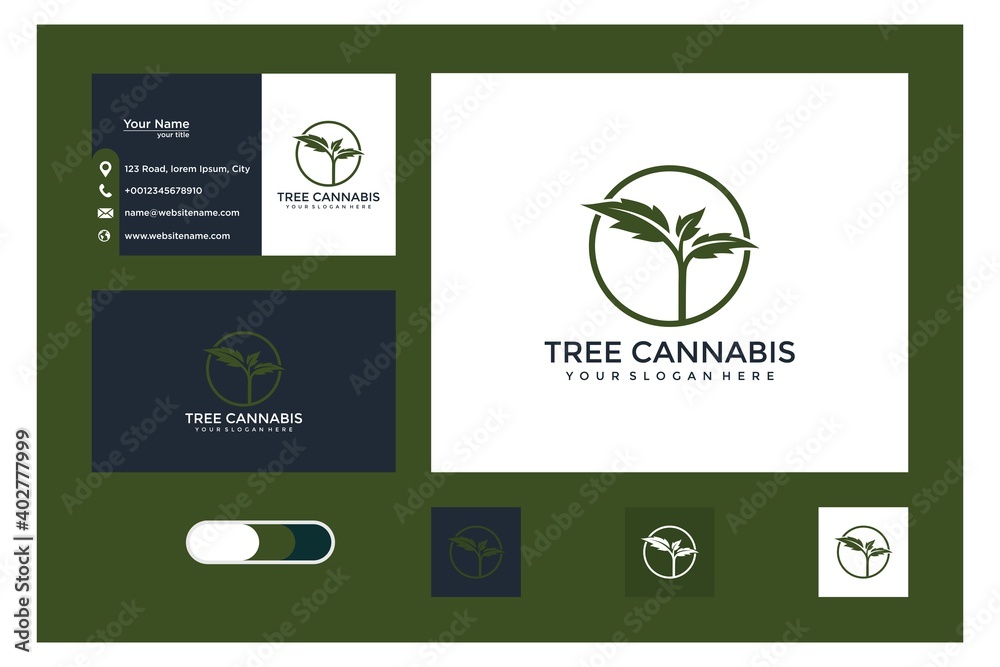 cannabis tree logo design and business card