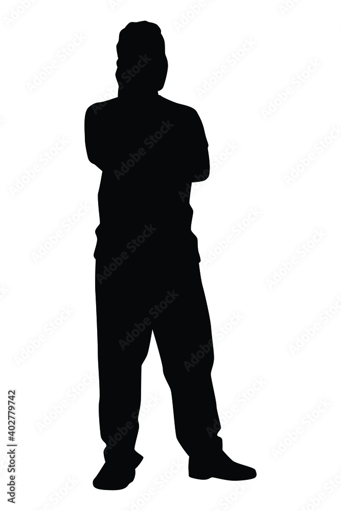 Standing man silhouette vector on white