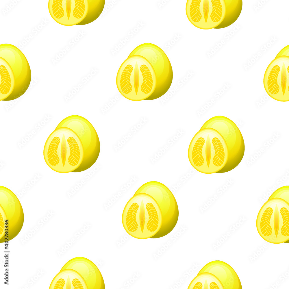 Seamless Pattern Abstract Elements Yellow Pomelo Food Vector Design Style Background Illustration