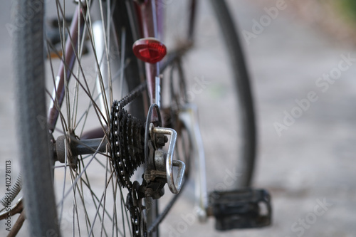 A photo of a bicycle chain parked on a road