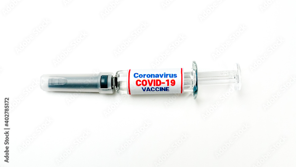 Prefilled vaccine syringe for prevention,immunization from corona virus infection (coronavirus disease). Medicine infectious concept. Prefilled vaccine syringe for prevention,immunization from corona virus infection (coronavirus disease). Medicine infectious concept.