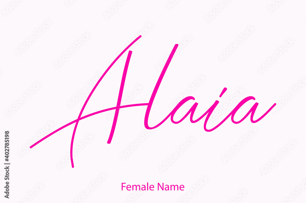 Alaia Female Name in Beautiful Cursive Typography Pink Color Text 