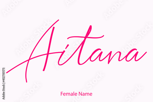 Aitana Female Name in Beautiful Cursive Typography Pink Color Text  photo