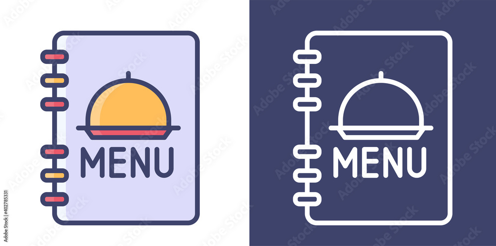 Menu Book Filled Line and Outline for your website design, icon, logo, app. Vector Premium EPS10 Menu Book Filled Line and Outline for your website design, icon, logo, app. Vector Premium EPS10
