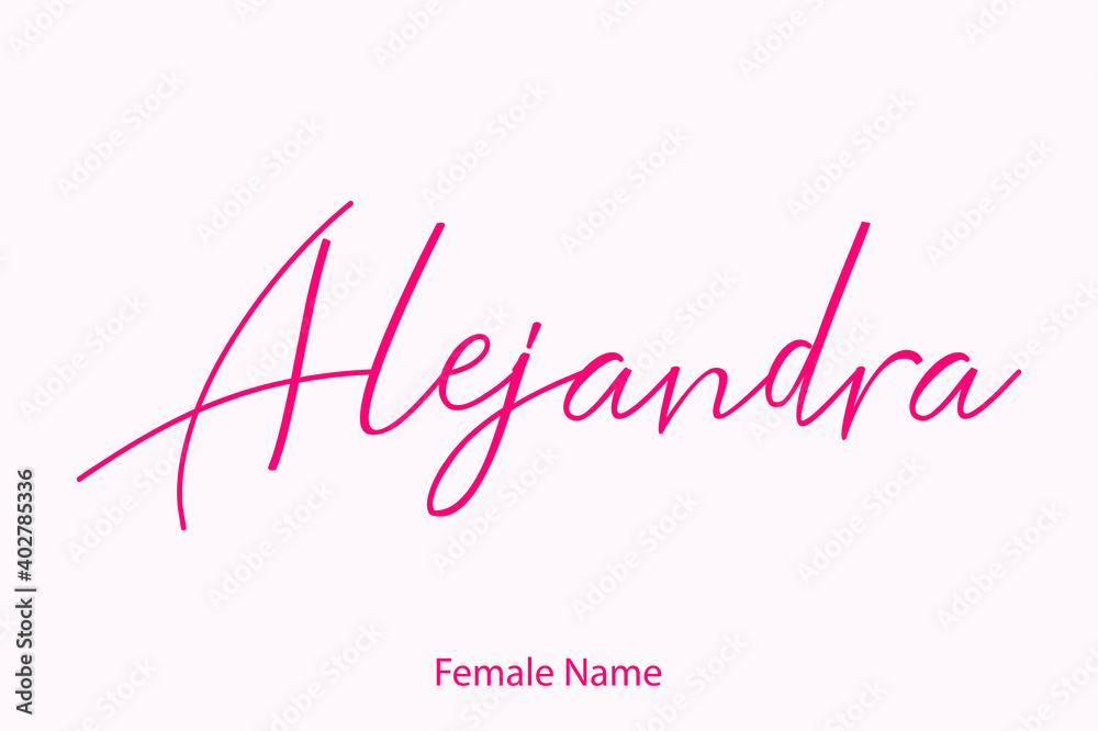 Alejandra Female Name in Beautiful Cursive Typography Pink Color Text Alejandra Female Name in Beautiful Cursive Typography Pink Color Text