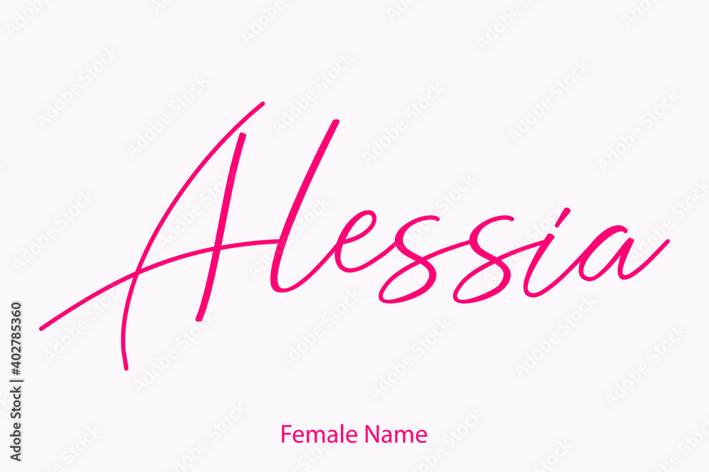  Alessia Female Name in Beautiful Cursive Typography Pink Color Text 