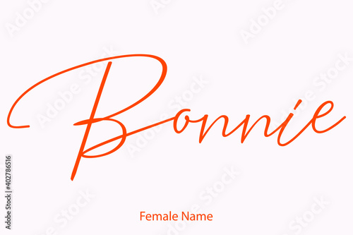 Bonnie Female name - Beautiful Handwritten Lettering  Modern Calligraphy Red Color Text