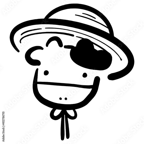 麦わら帽子をかぶる牛