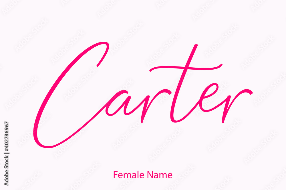 Carter. Female name - in Stylish Lettering Cursive Typography Text Light Pink Background