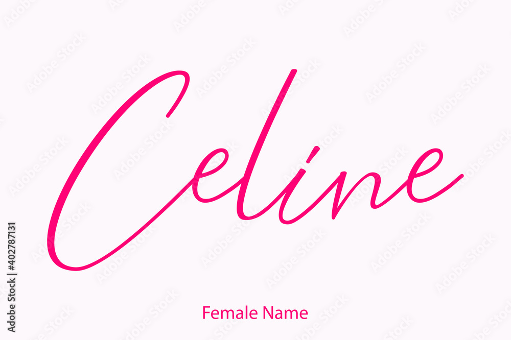 Celine Female name in Stylish Lettering Cursive Typography Text Light Pink Background เวกเตอร์