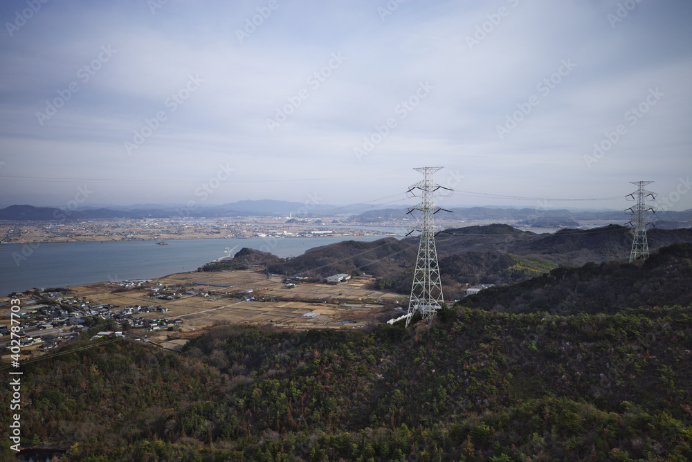 Obraz premium 日本の岡山の貝殻山の風景
