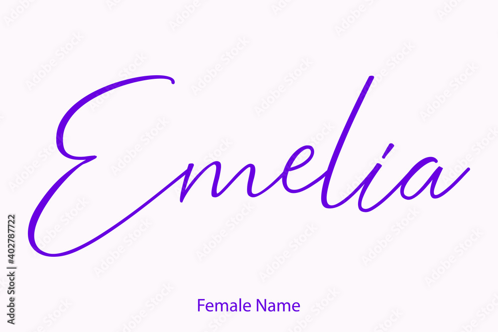 Emelia Female Name - in Stylish Lettering Cursive Typography Text