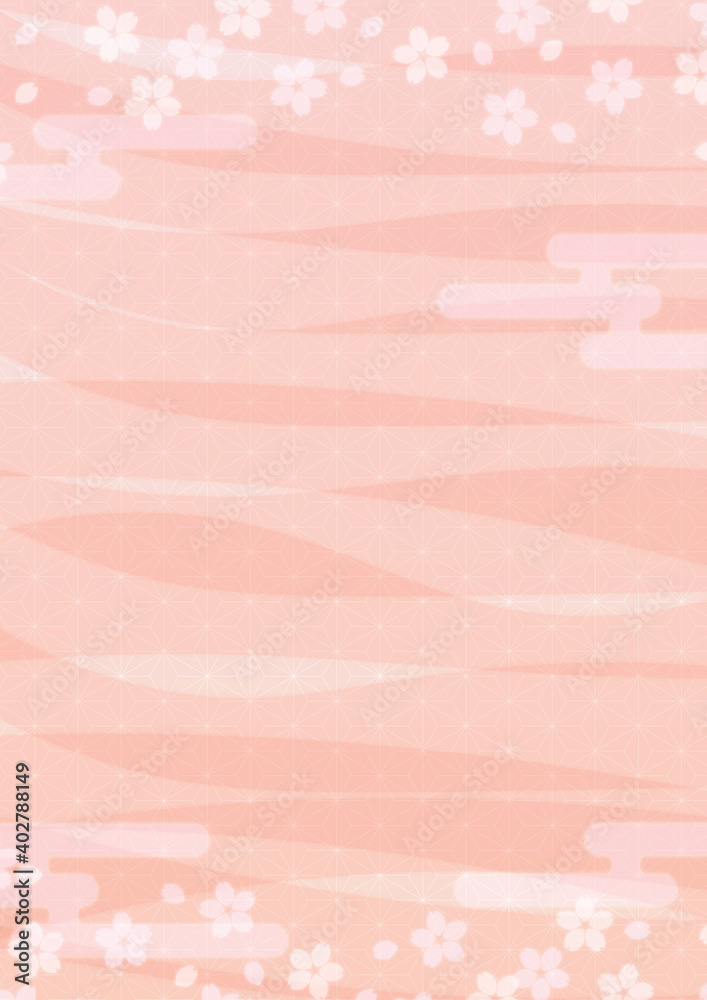 波模様の桜背景イラスト 縦向き Stock Vektorgrafik Adobe Stock