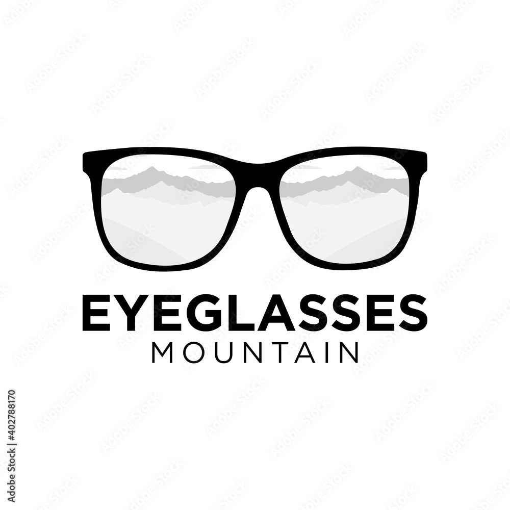 eyeglasses and mountains icon vector logo design