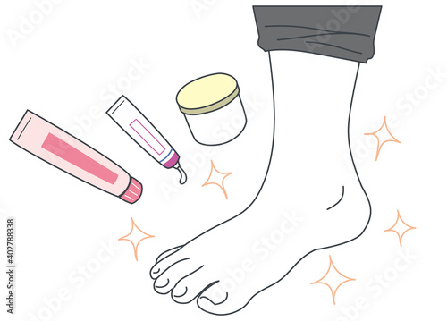 塗り薬の治療で綺麗になった足のイラスト