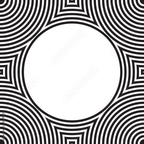concentric circles grid frame in black and white