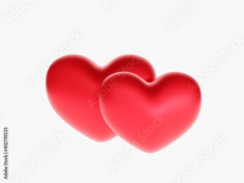 Red Heart shapes on White background - 3d rendering.banners.Wallpaper.flyers, invitation, posters,