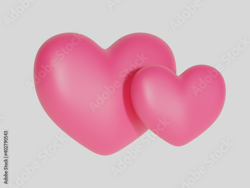 Pink Heart shapes on White background - 3d rendering.banners.Wallpaper.flyers, invitation, posters,
