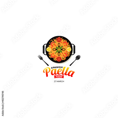 vector graphic of Spanish paella food good for Spanish paella food celebration. flat design. flyer design.flat illustration.