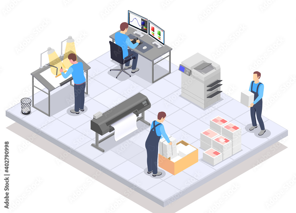 Print Service Isometric Composition Print Service Isometric Composition