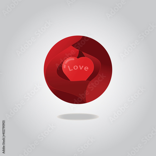 Heart shape and love letering in circle valentine day concept graphic design vector illustration photo