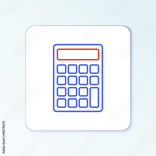 Line Calculator icon isolated on white background. Accounting symbol. Business calculations mathematics education and finance. Colorful outline concept. Vector.