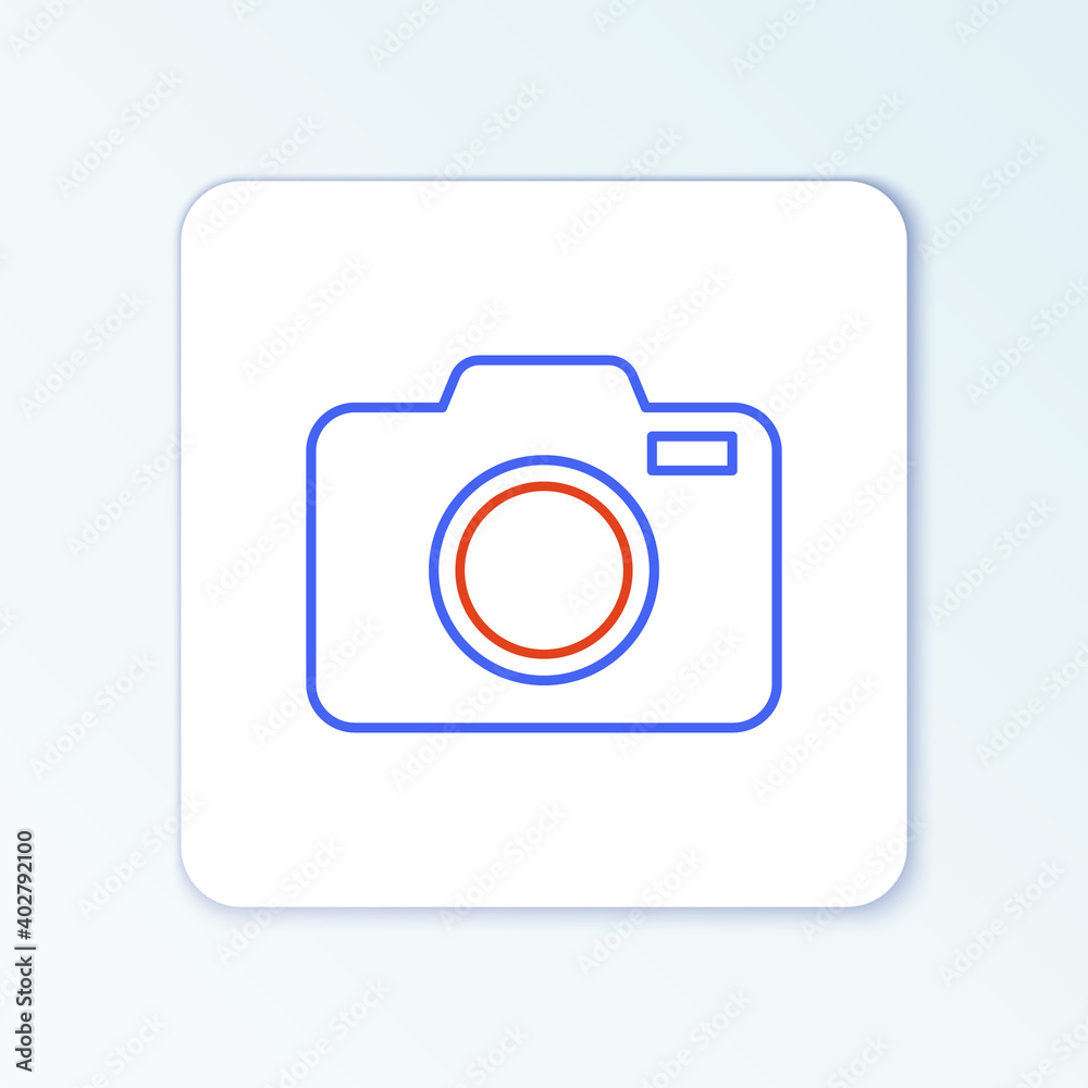 Line Photo camera icon isolated on white background. Foto camera icon. Colorful outline concept. Vector. Line Photo camera icon isolated on white background. Foto camera icon. Colorful outline concept. Vector.