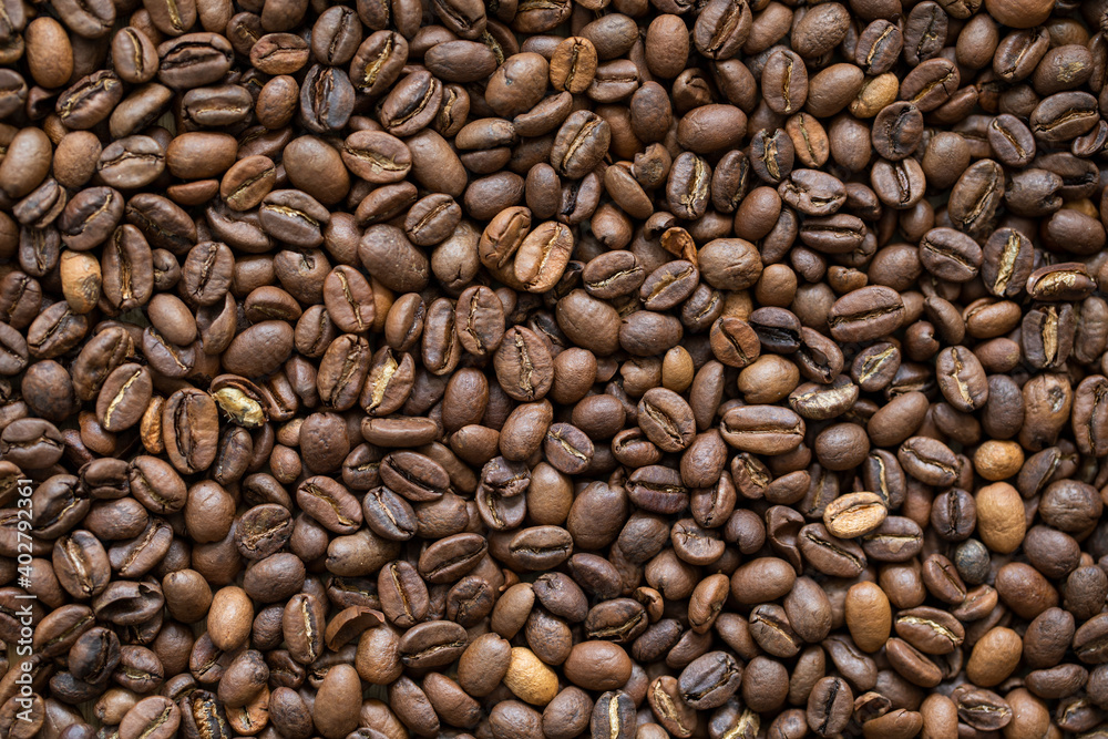 Roasted coffee beans background and texture Roasted coffee beans background and texture