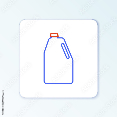 Line Household chemicals bottle icon isolated on white background. Liquid detergent or soap, stain remover, laundry bleach. Colorful outline concept. Vector.