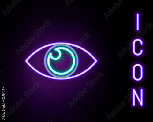 Glowing neon line UV protection icon isolated on black background. Sun and shield. Ultra violet rays radiation. SPF sun sign. Colorful outline concept. Vector.