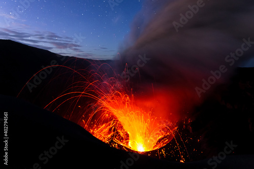 Lava in the crater of Dukono volcano, Halmahera, Indonesia